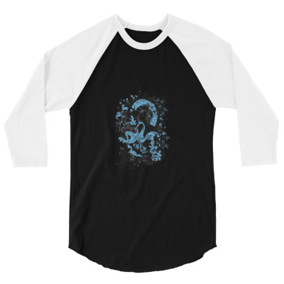 Geisha Hoodie Lewd Girl Mighty Blue Dragon Spirit 3/4 Sleeve Shirt Designed By Iucantika