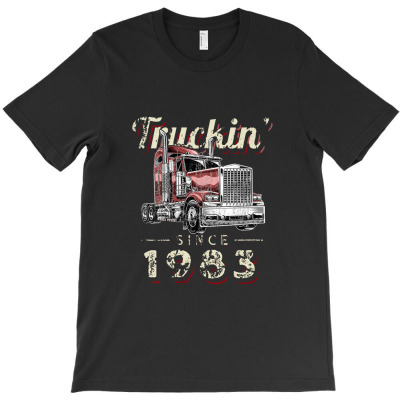 Womens Truckin Since 1983 Trucker Big Rig Driver 39th Birthday T-shirt Designed By Makhluktuhanpalingseksi