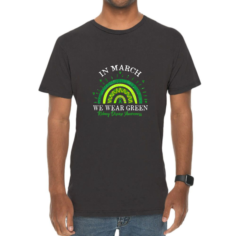 Green Ribbon In March We Wear Green Kidney Disease Awareness Vintage T-shirt | Artistshot