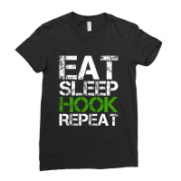 Eat Sleep Hook Repeat (thresh) Ladies Fitted T-shirt | Artistshot