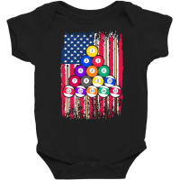 Billiard T  Shirt American Pool Player U S A Flag U S Snooker Billiard Baby Bodysuit | Artistshot