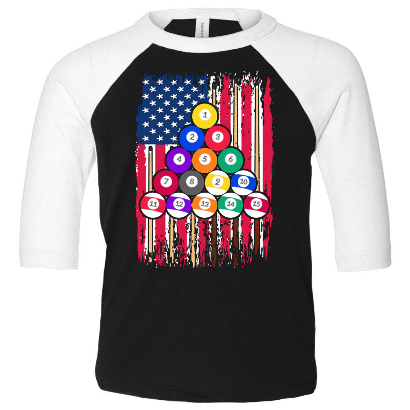 Billiard T  Shirt American Pool Player U S A Flag U S Snooker Billiard Toddler 3/4 Sleeve Tee | Artistshot