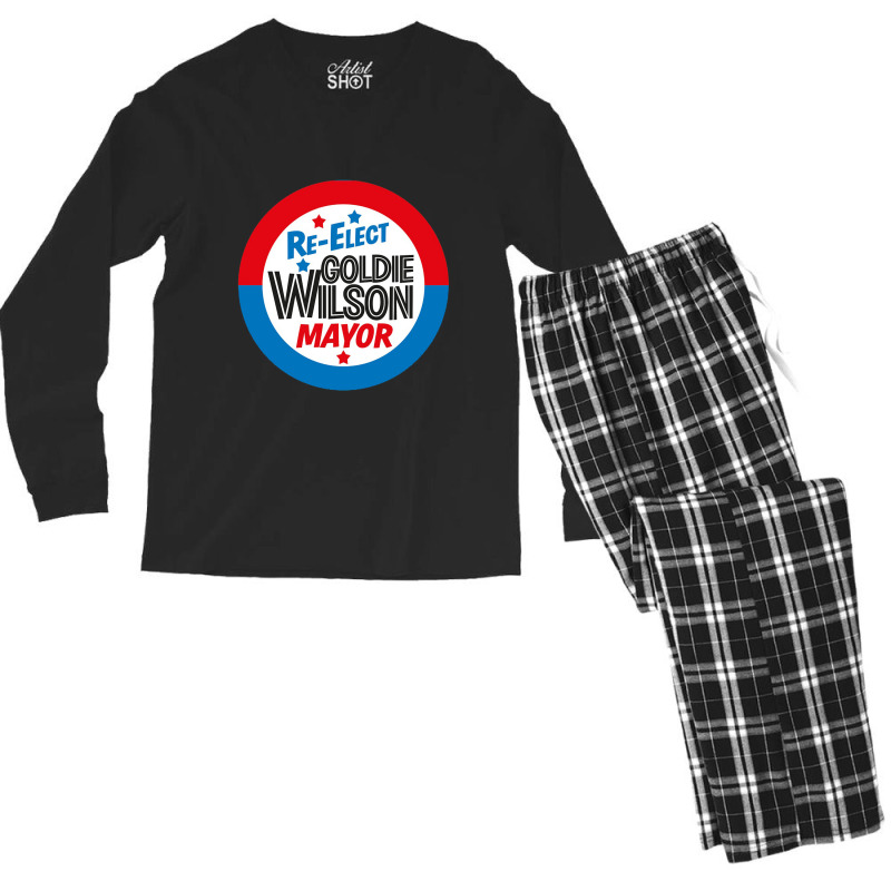 Back To The Future 're-elect Mayor Goldie Wilson' Design Men's Long Sleeve Pajama Set by kurniawanm | Artistshot