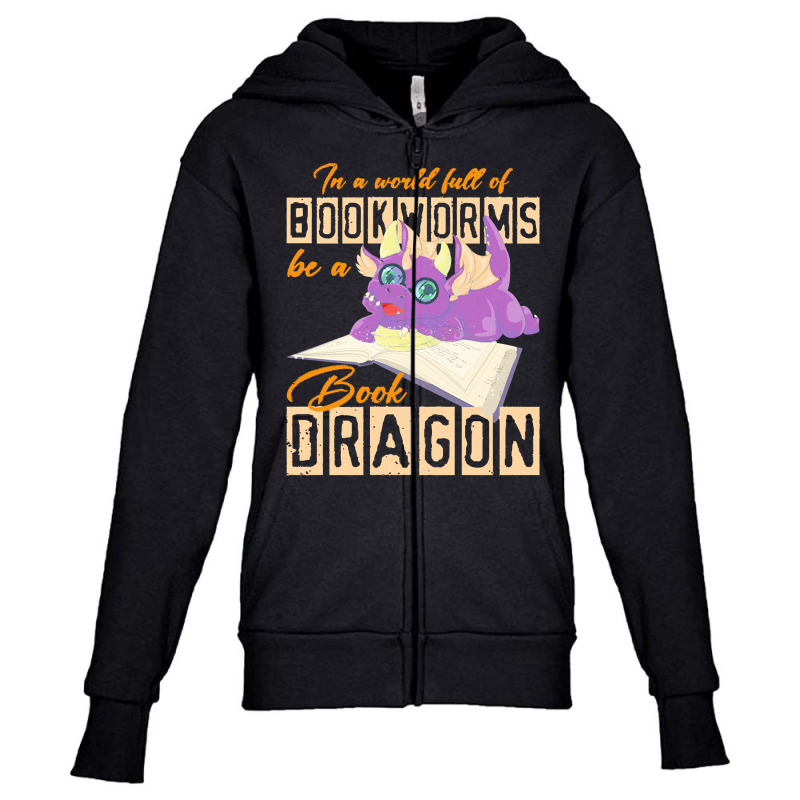 Book Dragon T  Shirt Funny Reading Bookworm Magical Animal Book Dragon Youth Zipper Hoodie by darrengorczany780 | Artistshot