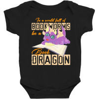 Book Dragon T  Shirt Funny Reading Bookworm Magical Animal Book Dragon Baby Bodysuit | Artistshot