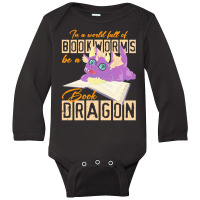 Book Dragon T  Shirt Funny Reading Bookworm Magical Animal Book Dragon Long Sleeve Baby Bodysuit | Artistshot