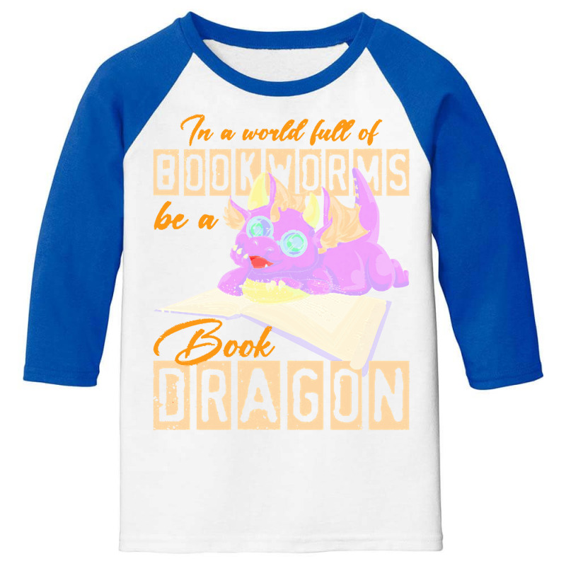 Book Dragon T  Shirt Funny Reading Bookworm Magical Animal Book Dragon Youth 3/4 Sleeve by darrengorczany780 | Artistshot