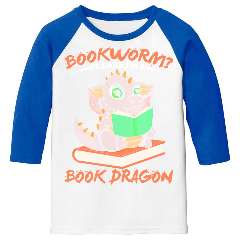 Book Dragon T  Shirt Librarian Reader Funny Bookworm Magical Animal Bo Youth 3/4 Sleeve by darrengorczany780 | Artistshot