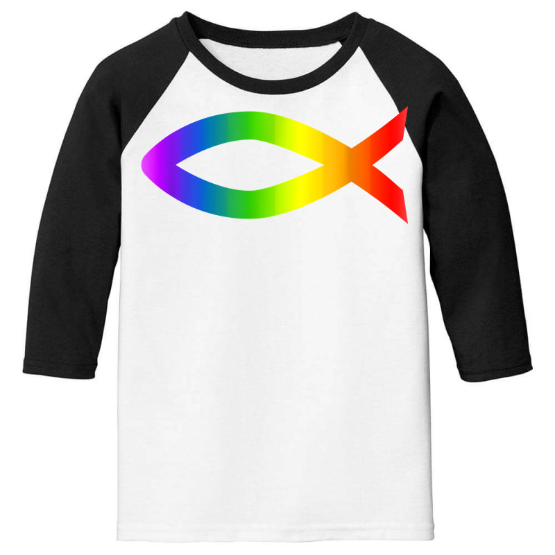 Ichthys Rainbow Christian Fish Symbol Homosexuality T Shirt Youth 3/4 Sleeve | Artistshot