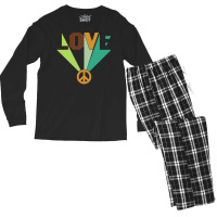 Hippie Peace Love T  Shirt Love Peace T  Shirt Men's Long Sleeve Pajama Set | Artistshot