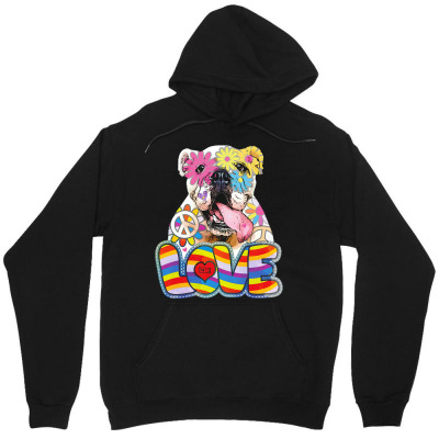 Bulldog Lover Gifts T  Shirt Peace Love Bulldogs T  Shirt Unisex Hoodie Designed By Darrengorczany780