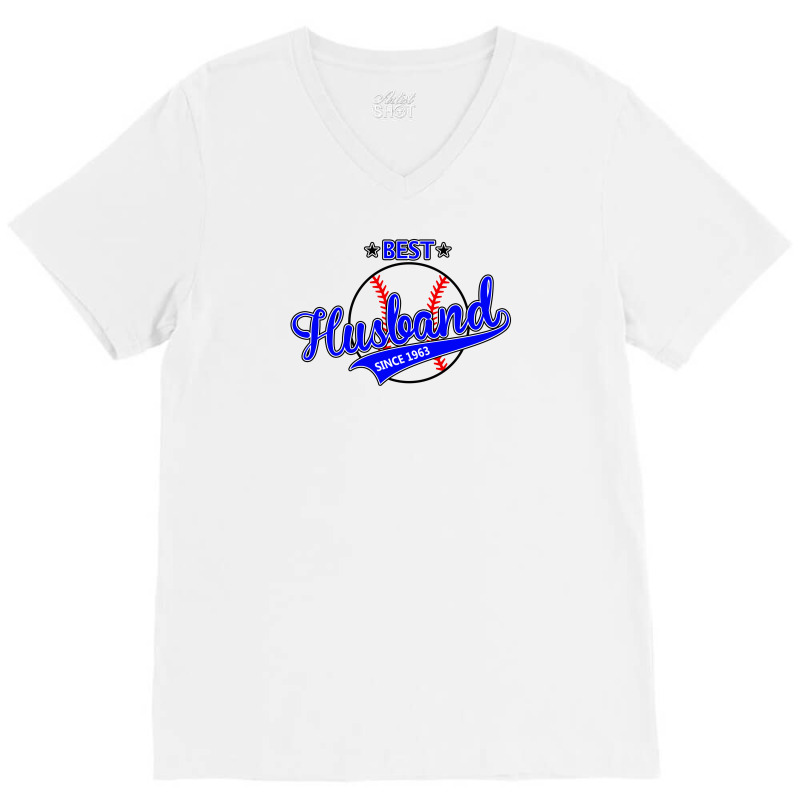 Best Husband Since 1963 - Baseball Husband V-neck Tee | Artistshot