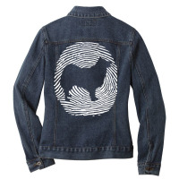 Icelandic T  Shirt Icelandic Sheepdog D N A Fingerprint I Dog Icelandi Ladies Denim Jacket | Artistshot