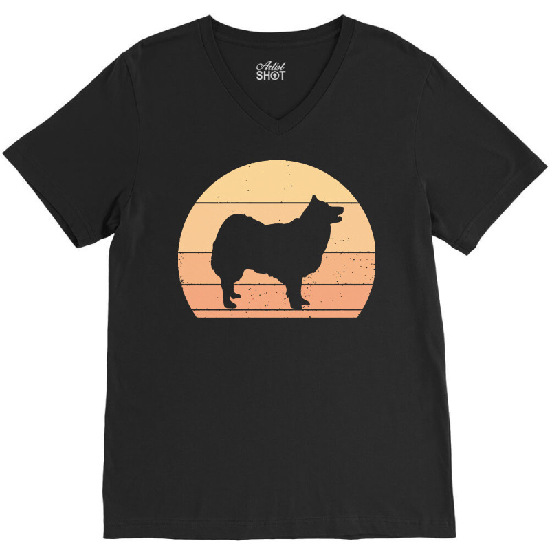 Icelandic T  Shirt Retro Sunset Icelandic Sheepdog T  Shirt V-Neck Tee by vivaciouslimb | Artistshot