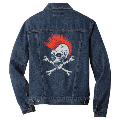 Punk Skull Mohawk Men Denim Jacket Designed By Tariart