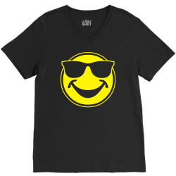 cool yellow smiley bro with sunglasses V-Neck Tee | Artistshot
