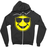 Cool Yellow Smiley Bro With Sunglasses Zipper Hoodie | Artistshot