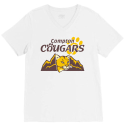 cougar mascot and mountain V-Neck Tee | Artistshot