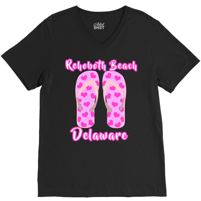 Rehoboth Beach Delaware Summer Vacation Heart Flip Flops Pullover Hood V-neck Tee | Artistshot