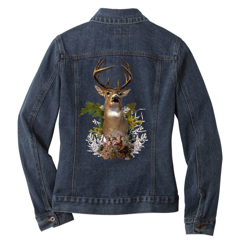 White Tail Deer Buck Antler Mounted Head 10 Pointer Hunter Premium T S Ladies Denim Jacket | Artistshot