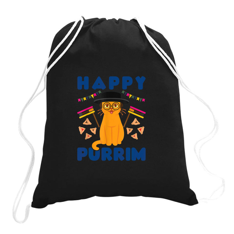 Happy Purrim Purim Funny Esther Cat Jewish Drawstring Bags | Artistshot