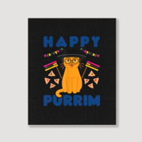 Happy Purrim Purim Funny Esther Cat Jewish Portrait Canvas Print | Artistshot