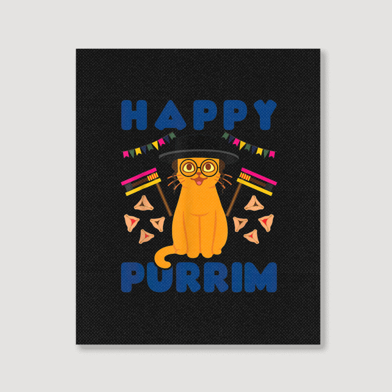 Happy Purrim Purim Funny Esther Cat Jewish Portrait Canvas Print | Artistshot