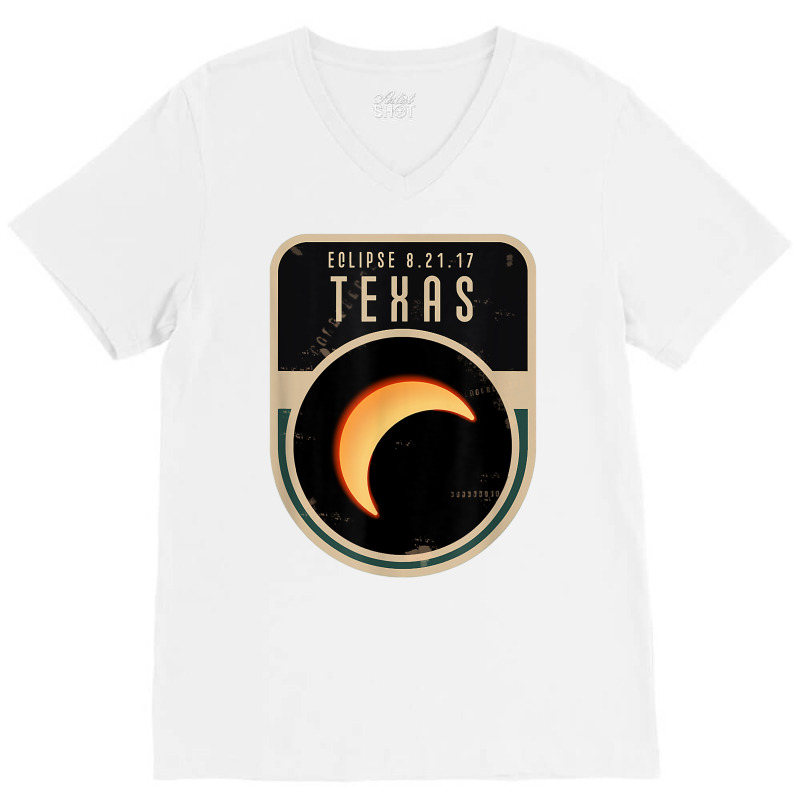 Us Partial Eclipse August 21 2017 Texas Tshirt V-Neck Tee by ebertfran1985 | Artistshot