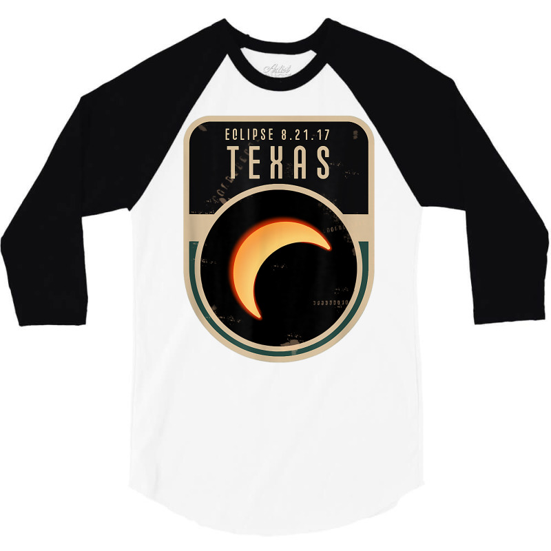 Us Partial Eclipse August 21 2017 Texas Tshirt 3/4 Sleeve Shirt by ebertfran1985 | Artistshot