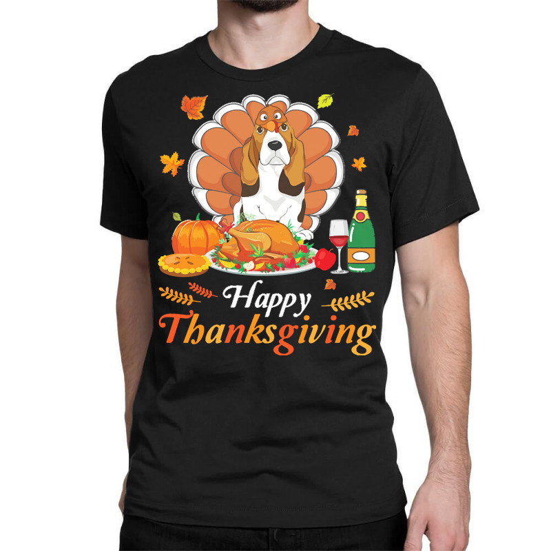 Basset Hound Thanksgiving Christmas T  Shirt Basset Hound Turkey Costu Classic T-shirt | Artistshot