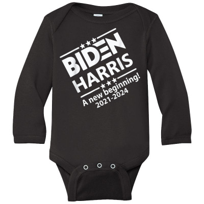 Biden Harris 2020   A New Beginning Long Sleeve Baby Bodysuit Designed By Kakashop