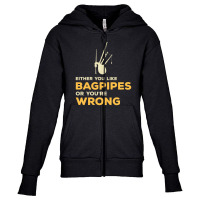 Bagpipe Scottish Scotland Music Player Funny Gift Youth Zipper Hoodie | Artistshot