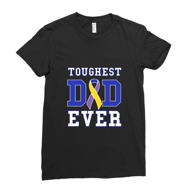 Toughest Dad Ever Bladder Cancer Awareness Ribbon Ladies Fitted T-Shirt by akinowiaya | Artistshot