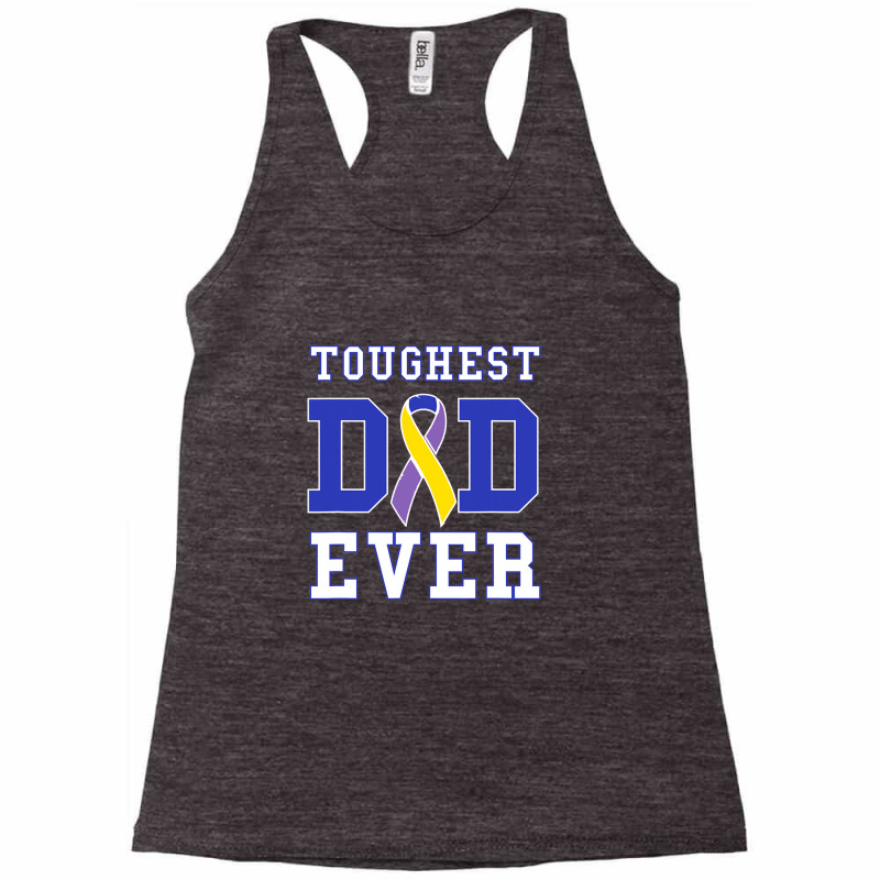 Toughest Dad Ever Bladder Cancer Awareness Ribbon Racerback Tank by akinowiaya | Artistshot