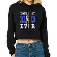 Toughest Dad Ever Bladder Cancer Awareness Ribbon Cropped Hoodie | Artistshot