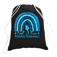 Diabetes Diabetic Find A Cure Leopard Rainbow Butterfly 141 Diabetes A Drawstring Bags | Artistshot