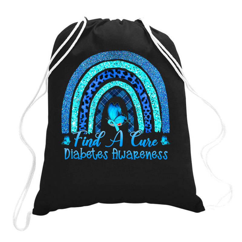 Diabetes Diabetic Find A Cure Leopard Rainbow Butterfly 141 Diabetes A Drawstring Bags by offensejuggler | Artistshot