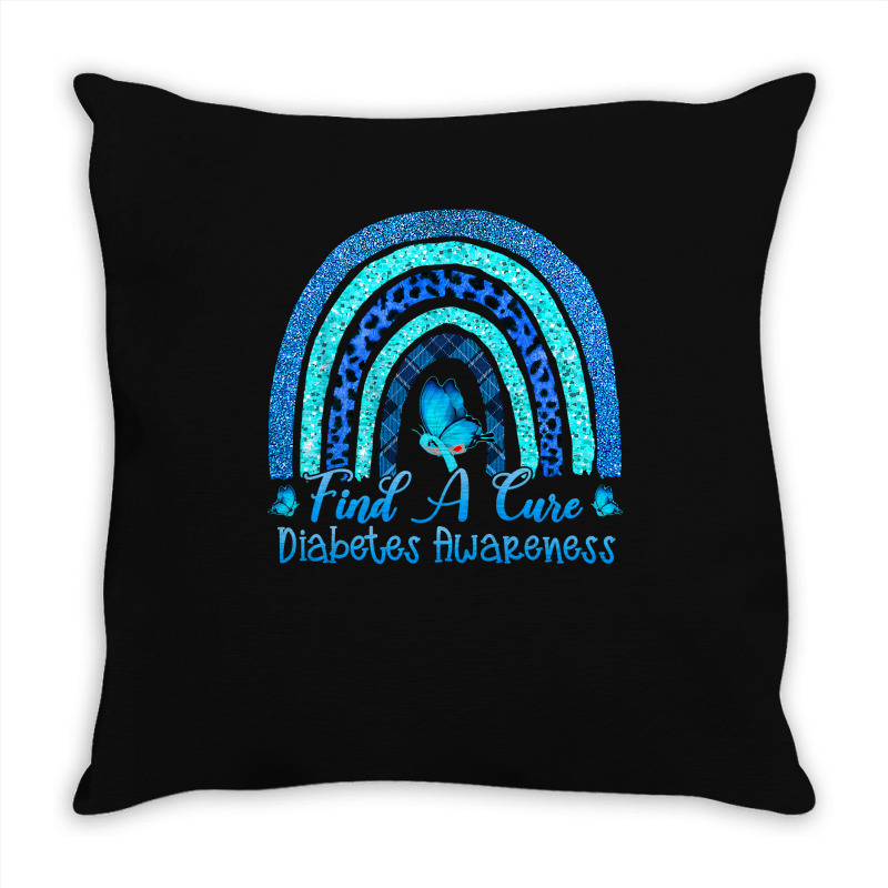 Diabetes Diabetic Find A Cure Leopard Rainbow Butterfly 141 Diabetes A Throw Pillow by offensejuggler | Artistshot