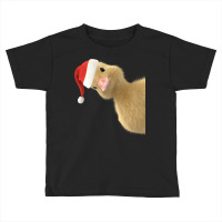 Santa Duck Peeking Or Peking Christmas Duck Pun Chef Gift Long Sleeve Toddler T-shirt | Artistshot