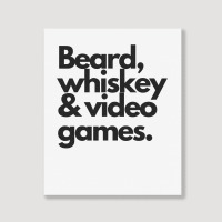 Beard, Whiskey & Video Games   Manly Whiskey Drinker Portrait Canvas Print | Artistshot