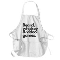 Beard, Whiskey & Video Games   Manly Whiskey Drinker Medium-length Apron | Artistshot