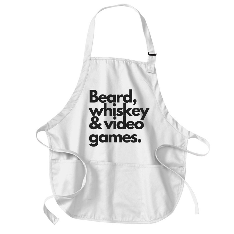 Beard, Whiskey & Video Games   Manly Whiskey Drinker Medium-length Apron | Artistshot