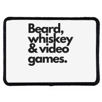 Beard, Whiskey & Video Games   Manly Whiskey Drinker Rectangle Patch | Artistshot