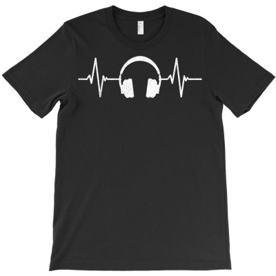 Cool Music Lover Producer Dj Present Heartbeat Headphones T Shirt T-shirt Designed By Alanrache