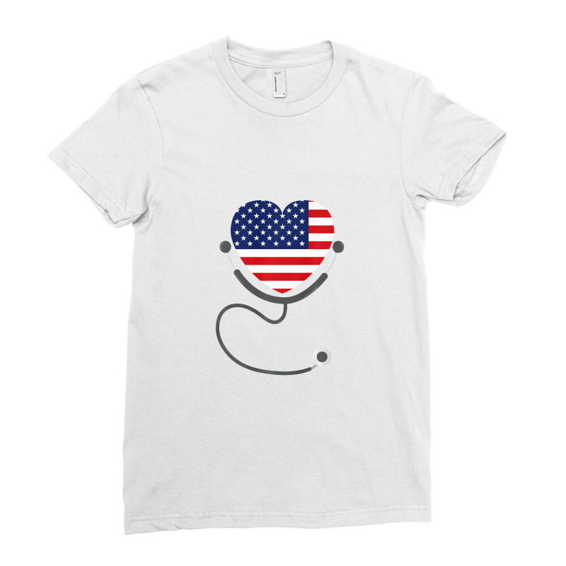 Usa Flag Registered Nurse Usa Flag T Shirt 4th July Nursing Ladies Fitted T-shirt | Artistshot