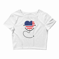 Usa Flag Registered Nurse Usa Flag T Shirt 4th July Nursing Crop Top | Artistshot