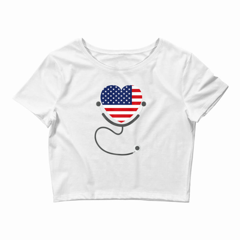 Usa Flag Registered Nurse Usa Flag T Shirt 4th July Nursing Crop Top | Artistshot