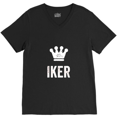 Iker The King Crown & Name Design For Men Called Iker V-neck Tee Designed By Iucantika