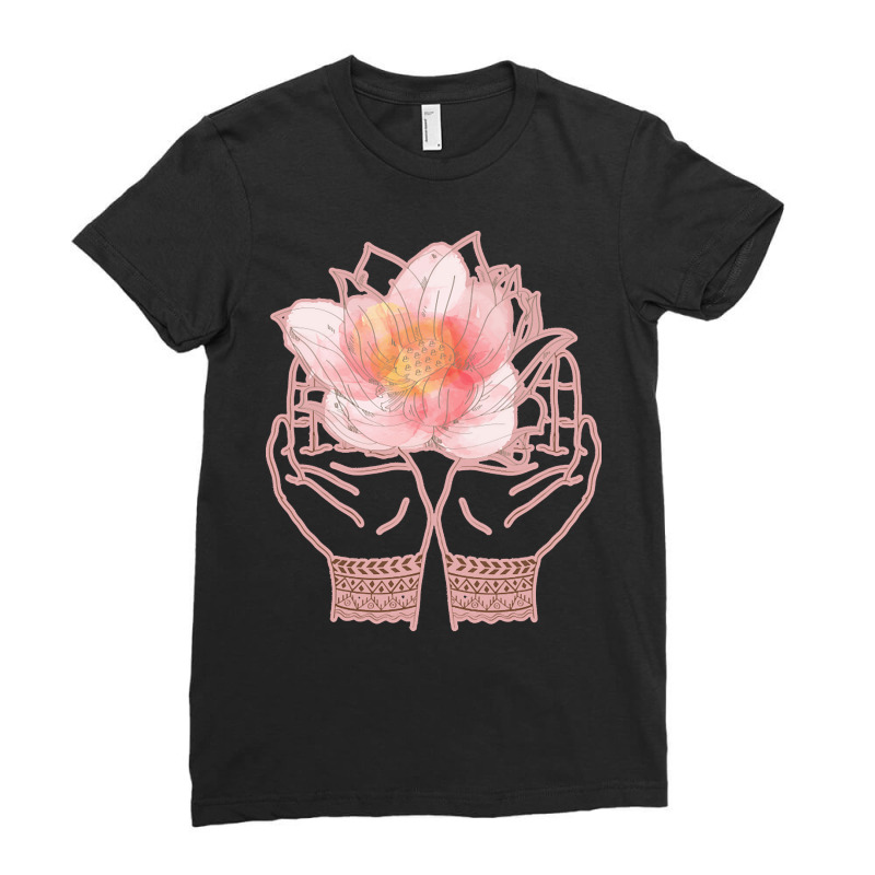 Meditation Yoga T  Shirt Meditation Hands Flower Rose T  Shirt Ladies Fitted T-Shirt by robb98104 | Artistshot