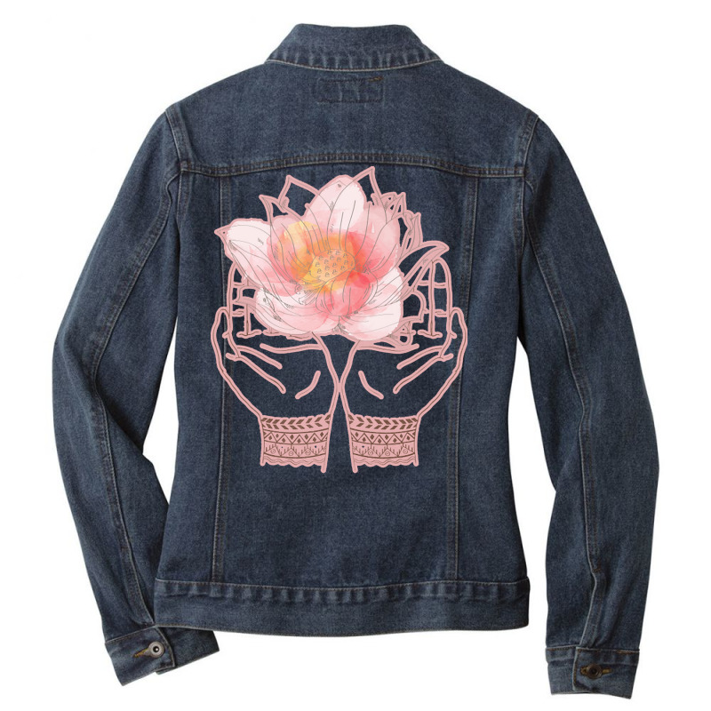 Meditation Yoga T  Shirt Meditation Hands Flower Rose T  Shirt Ladies Denim Jacket by robb98104 | Artistshot